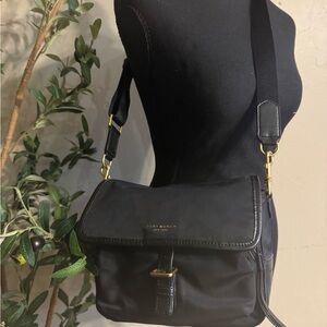 Tory Burch Black Nylon Messenger Crossbody with Gold Hardware
